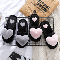Fluffy Love Heart Slippers – Cozy Cartoon Valentine's Day Home Shoes for Women