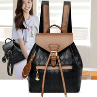 Women’s PU Leather Bucket Backpack – Casual Shoulder Bag for School & Travel
