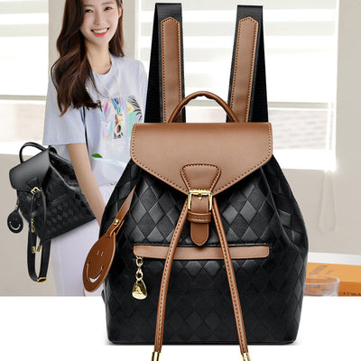 Women’s PU Leather Bucket Backpack – Casual Shoulder Bag for School & Travel