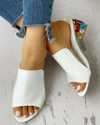 Fish mouth rhinestone fashion large size thick heel sandals