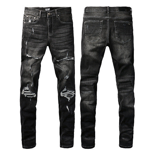 Men’s Slim Fit Skinny Jeans – Stretch Denim with Retro Black Finish (Mid-Waist, Year-Round Comfort)
