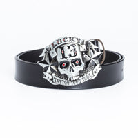 Skull Buckle Men's Leather Belt - Trendy Christian Skateboard Style - Genuine Leather