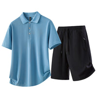 Sports Casual Short-Sleeve Polo Shirt Set