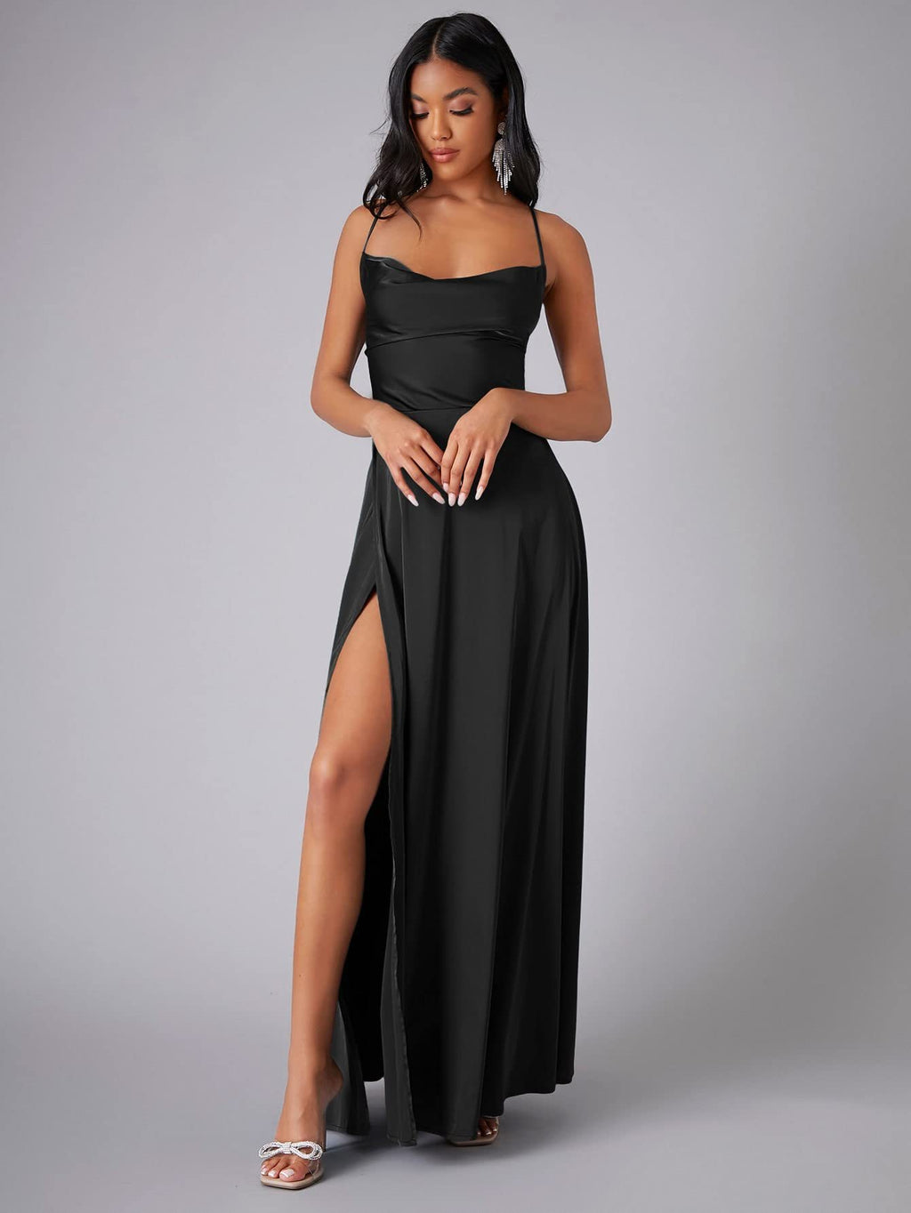 Summer Sexy Slimming Backless Strap Long Split Dress Women's Fashion High Waist Belted Gown V-neck What Else You Got?