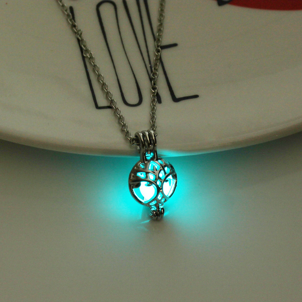 Glow-in-the-dark tree of life hollow diy round necklace What Else You Got?