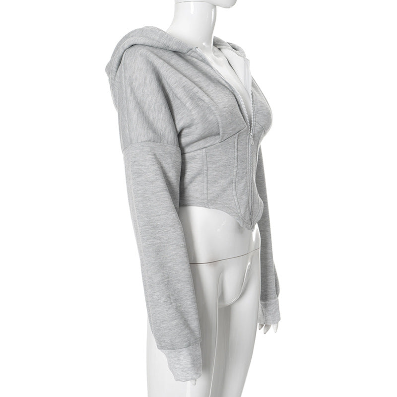 Women’s Y2K Zipper Hoodie Cardigan – Slim‑Fit Streetwear Corset Jacket with Long Sleeves What Else You Got?