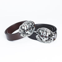 Skull Buckle Men's Leather Belt - Trendy Christian Skateboard Style - Genuine Leather