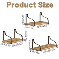 Rustic Farmhouse Floating Shelves - 3 Tier Wood Wall Shelves for Home Decor, Kitchen & Bedroom (Set of 3)