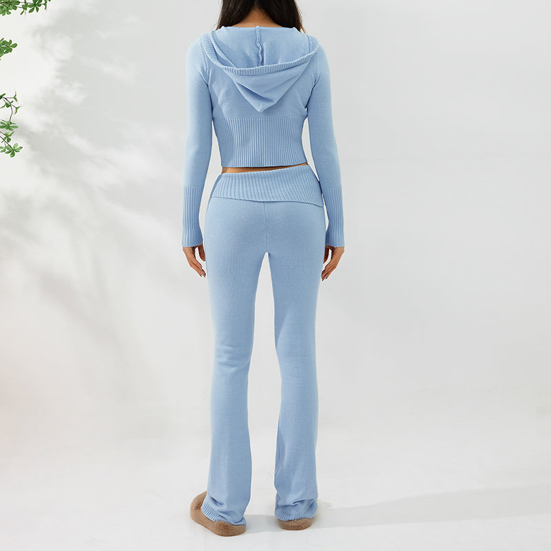 Hoodie Suit Sports Leisure Sexy Zip Long Sleeve Sweater And High Waist Long Pants Set Women's Clothing What Else You Got?
