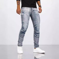 Men's Stretch Skinny Jeans – Retro Motorcycle Style Denim