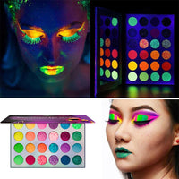 UV Glow Eyeshadow Palette – 24 Neon Colors for Blacklight Parties & Festivals