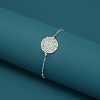 Glow-in-the-Dark Heart Bracelet - Silver Round with Textured Design