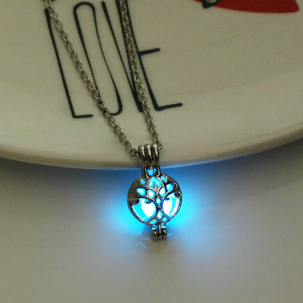 Glow-in-the-dark tree of life hollow diy round necklace What Else You Got?