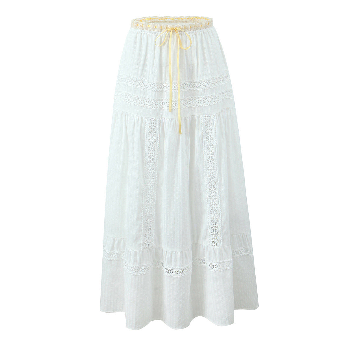 Vacation Style 2-piece French Contrast Color Ribbon Vest Small Top High Waist Lace Trim Skirt What Else You Got?