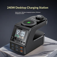 140W 9-in-1 Type-C Multi-Port Wireless Charger with Fast Charging - Black