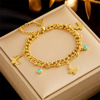 Gold Plated Double Layer Snake Chain Bracelet - Punk Luxury Fashion Jewelry for Women & Girls - 8 Colors