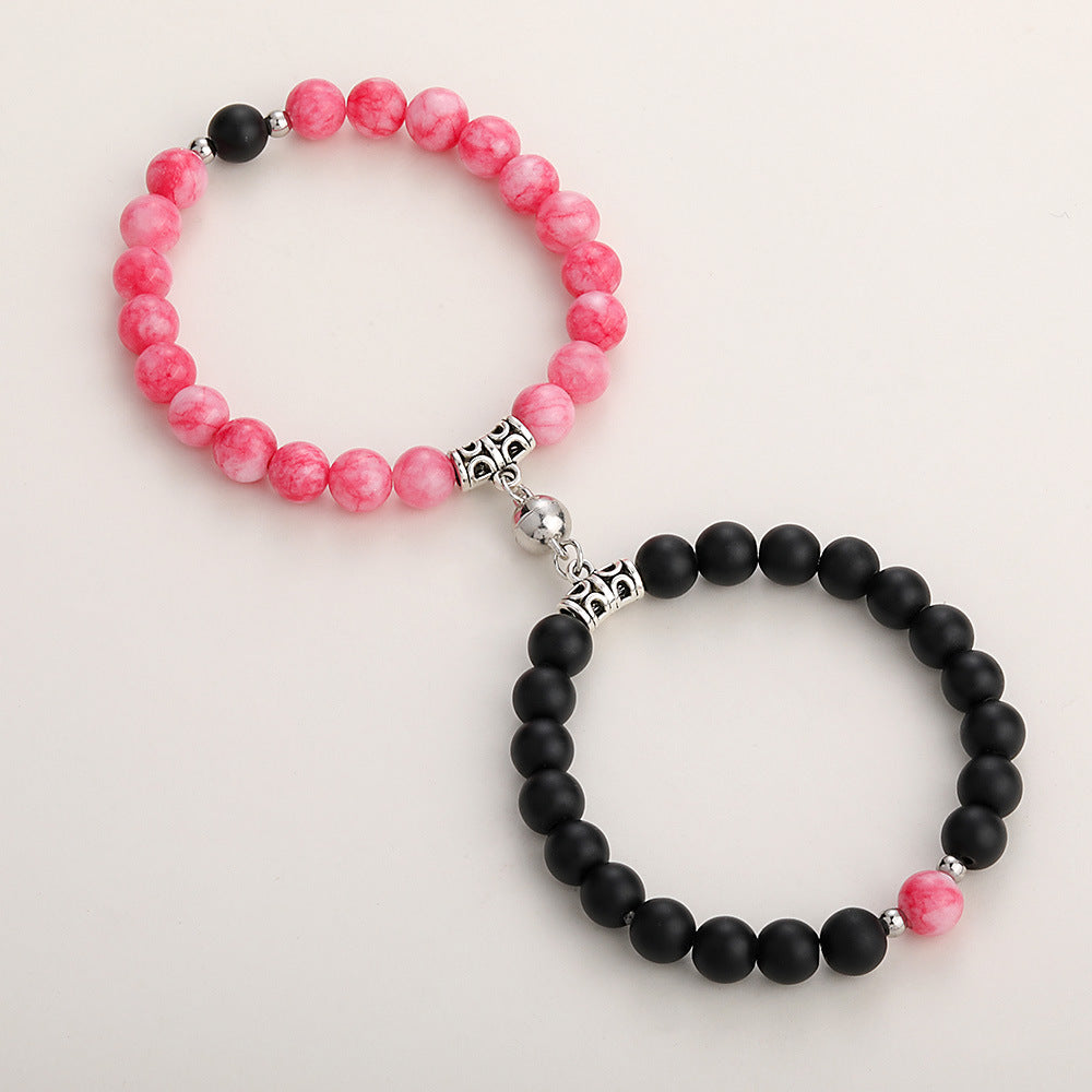 Magnetic Couple Bracelets Set – Natural Stone Heart Magnet Distance Bracelets for Couples What Else You Got?