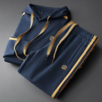 Men’s Casual Streetwear Hooded Jacket & Slim-Fit Pants Set – Spring & Fall Two-Piece Outfit