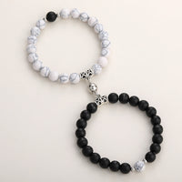 Magnetic Couple Bracelets Set – Heart Magnet Natural Stone Matching Bracelets