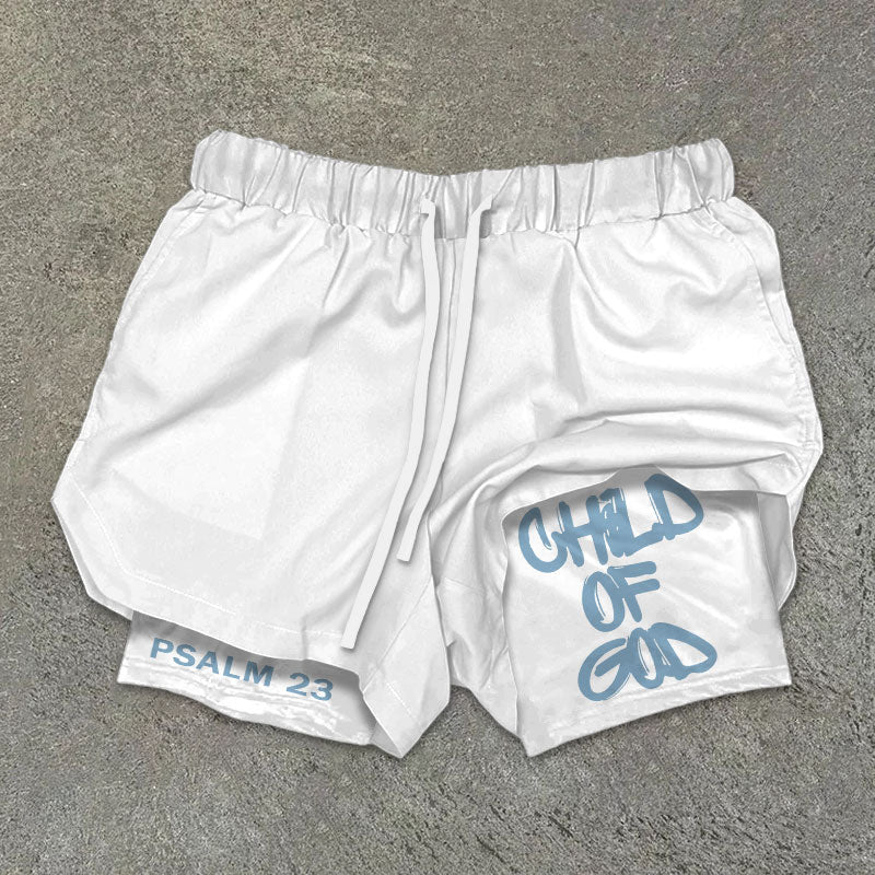 Child Of God Print Double Layer Shorts What Else You Got?