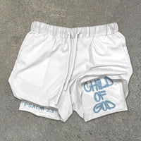 Child of God Faith Streetwear Shorts – Bold Christian Graphic Print & Double-Layer Comfort