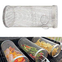 Rolling Grill Basket – Stainless Steel Rotating BBQ Basket for Meat & Vegetables