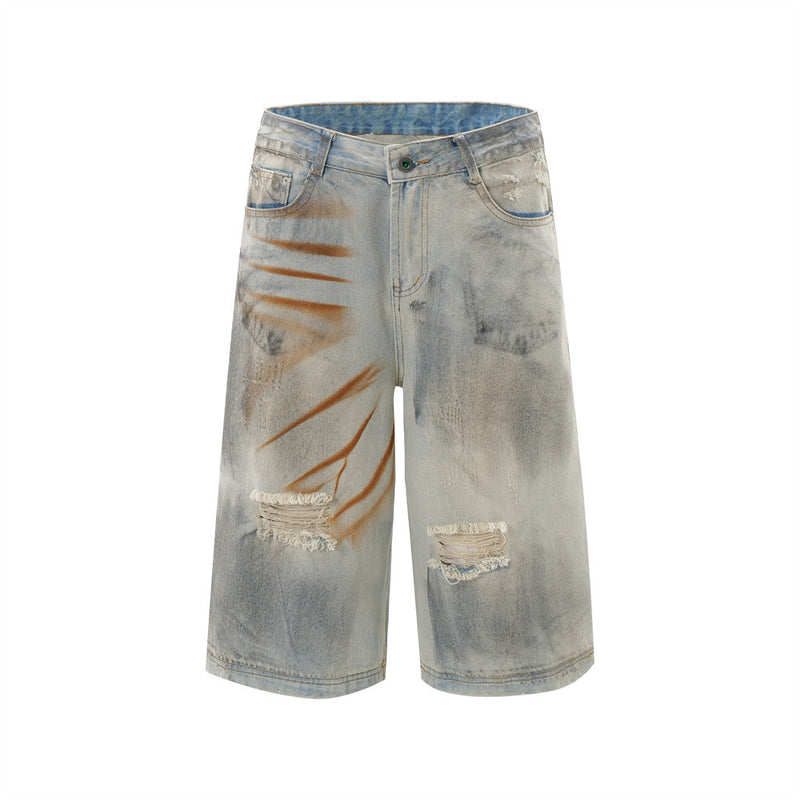 Men's Loose Straight-Leg Jeans – Fifth-Length Denim Pants