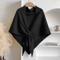 Women’s Winter Triangular Knit Shawl – Warm Solid-Color Neck Wrap 185 × 76 cm