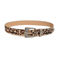 Leopard Print Women's Waist Belt – Boho Western Statement Belt with Alloy Buckle