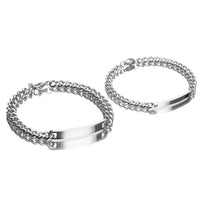 Elegant Engraved Titanium Steel Lovers' Day 18K Gold Plated Couple Bracelet - Perfect Gift for Him & Her