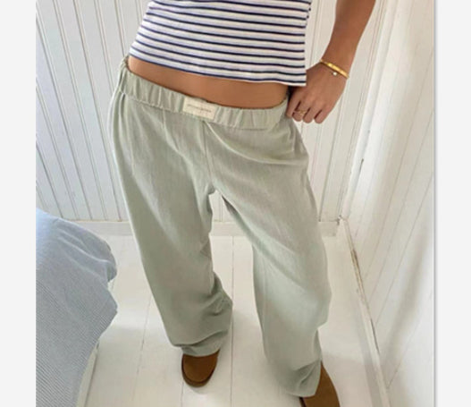 Fashion Y2K Striped Straight Trousers Summer Elastic High Waist Wide Leg Pants For Women What Else You Got?
