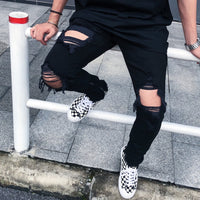 Men's Black Torn Jeans – High Street Distressed Denim
