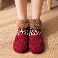 Ultra-Warm Fleece Bootie Slippers – Non-Slip Indoor Socks for Men & Women – Cozy Winter Comfort