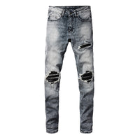 Men’s Retro Slim-Fit Jeans – Mid-Waist Cotton Denim Pencil Pants 28–40