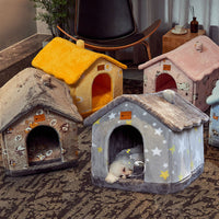 Cozy Foldable Pet House – Warm & Safe Dog & Cat Bed for Winter (5 Colors & 3 Sizes)
