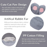Adorable Cat Paw Seat Cushion with Sheep Plush - Cozy Floor Chair Pad for Gaming, Reading & Lounging - Soft & Supportive (Pink & Grey)