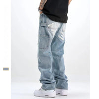 Men's Distressed Jeans – Washed & Frayed Straight-Leg Denim