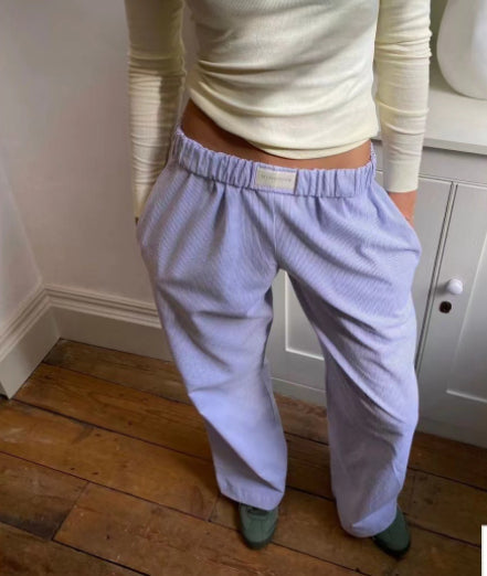 Fashion Y2K Striped Straight Trousers Summer Elastic High Waist Wide Leg Pants For Women What Else You Got?