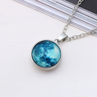 Glow-in-the-Dark Galaxy Planet Necklace – 18 mm Glass Pendant