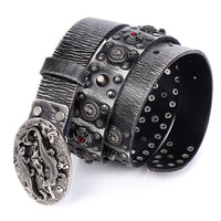 Punk Rivet Studded Leather Belt – Wide Rock-Style Waist Belt for Men & Women