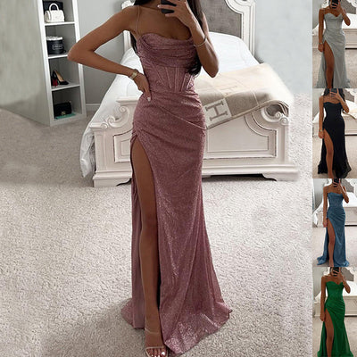 Graceful Split Suspender Evening Gown - Modest & Luxurious Christian Dress for Women