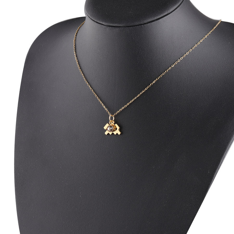 Golden Zodiac Necklace Lucky Birthstone Stainless Steel Jewelry What Else You Got?