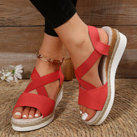 Boho Chic Cross-Strap Wedge Sandals – Hemp Heel Summer Shoes for Women