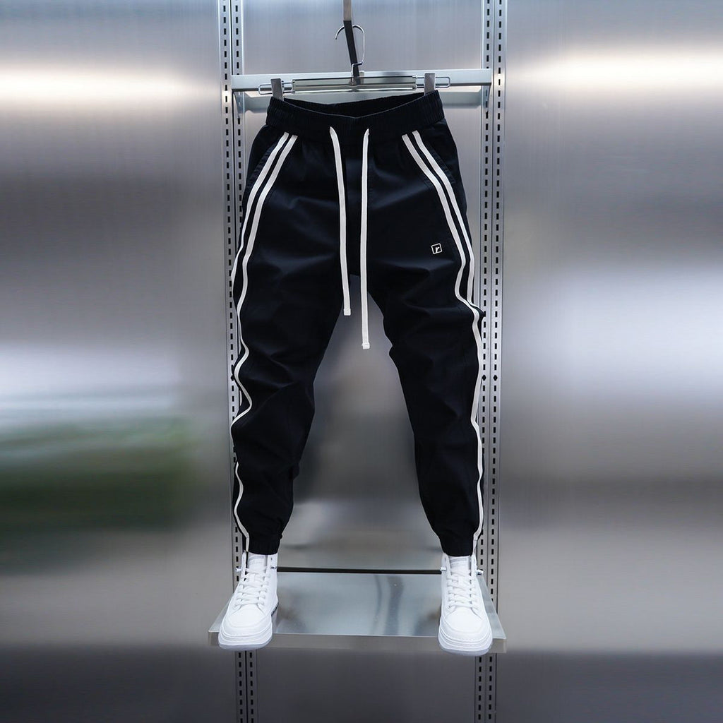 Mens Solid-Color Striped Loose Casual Pants What Else You Got?