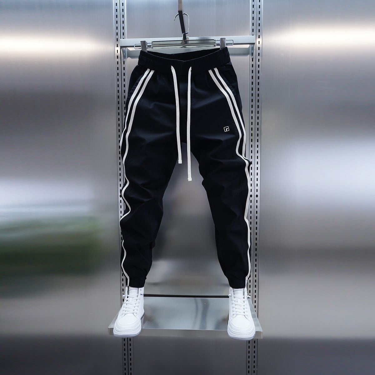 Mens Solid-Color Striped Loose Casual Pants What Else You Got?