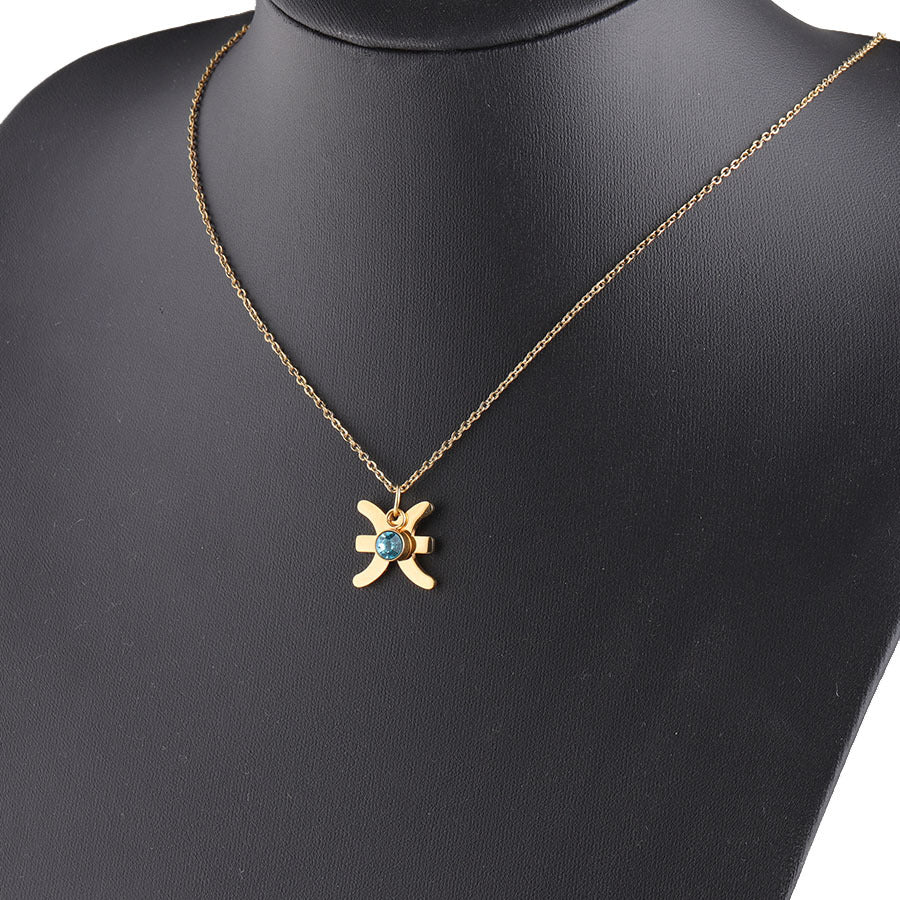 Golden Zodiac Necklace Lucky Birthstone Stainless Steel Jewelry What Else You Got?