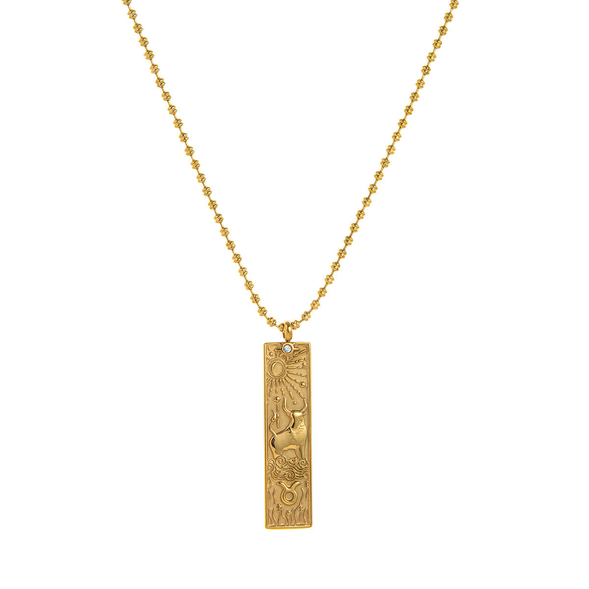 Diamond-Encrusted Zodiac Square Pendant Necklace What Else You Got?