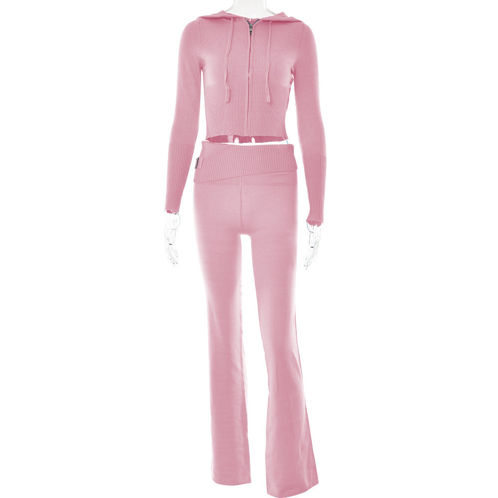 Hoodie Suit Sports Leisure Sexy Zip Long Sleeve Sweater And High Waist Long Pants Set Women's Clothing What Else You Got?