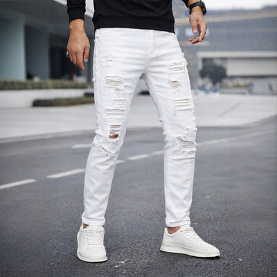 Men's Beaded Slim Straight-Leg Jeans