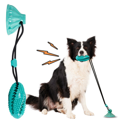 Dog Pull Rope Toy with Suction Cup – TPR Interactive Treat Dispenser & Chew Toy